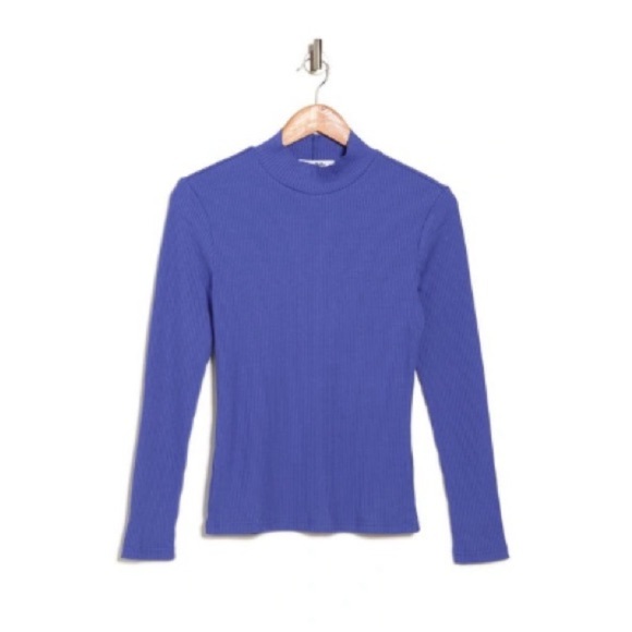 ENA PELLY Long Sleeve Rib Top Dazzling Blue Size 4 NWT - Picture 1 of 3